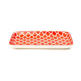 Glazed Rising Red 7 Inch Rectangle Ceramic Plates (Set of 6)