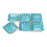 Glazed Sky Blue Diamonds Square Ceramic Bowls (4.5 Inch) (Set of 6)