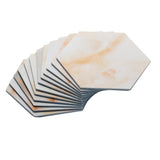 Designer Gold White Marble Tile 12 Coaster Set (Hexagon)