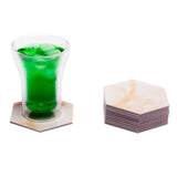 Designer Gold White Marble Tile 12 Coaster Set (Hexagon)