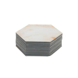 Designer Gold White Marble Tile 12 Coaster Set (Hexagon)