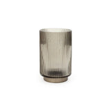 Gray Stripes Serrated Inverted Transparent Glass Vase