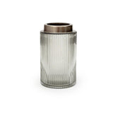 Gray Stripes Serrated Transparent Glass Vase
