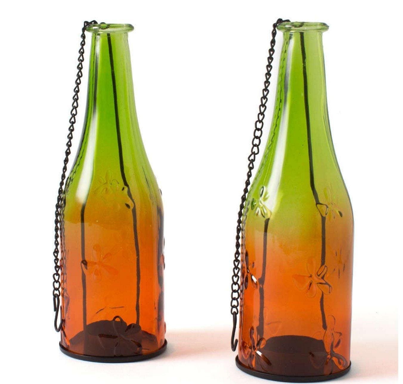 2-Tone Hanging Bottle Candle Stand - Green & Orange (Pack of 2)