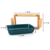Ceramic Large Hot Server on Wooden Tray (Blue)