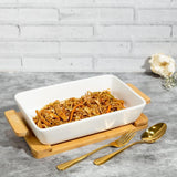 Ceramic Large Hot Server on Wooden Tray (White)