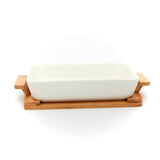 Ceramic Large Hot Server on Wooden Tray (White)