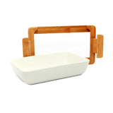 Ceramic Large Hot Server on Wooden Tray (White)