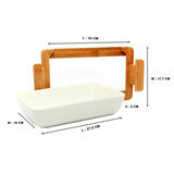 Ceramic Large Hot Server on Wooden Tray (White)