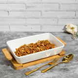 Ceramic Large Hot Server on Wooden Tray (White)