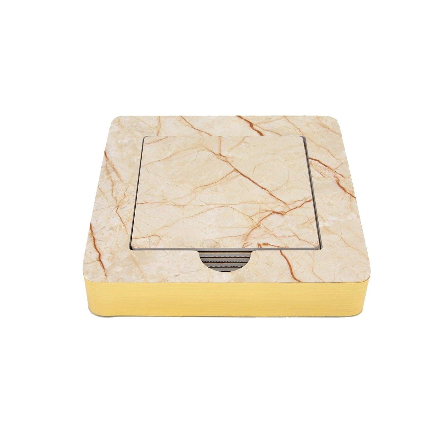 Designer Italian Marble Tile 6 Coaster Set with Holder (Square)