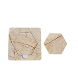 Designer Italian Marble Tile 6 Coaster Set with Holder (Hexagon)