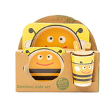 Kids 5 Piece Bamboo Fibre Eco-Friendly Meal Set - Bee (Yellow)