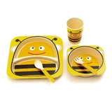 Kids 5 Piece Bamboo Fibre Eco-Friendly Meal Set - Bee (Yellow)