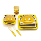 Kids 5 Piece Bamboo Fibre Eco-Friendly Meal Set - Bee (Yellow)