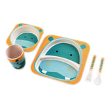 Kids 5 Piece Bamboo Fibre Eco-Friendly Meal Set - Hippo (Blue)