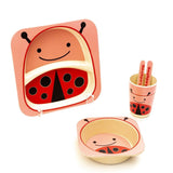 Kids 5 Piece Bamboo Fibre Eco-Friendly Meal Set - Ladybird (Pink)