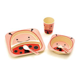 Kids 5 Piece Bamboo Fibre Eco-Friendly Meal Set - Ladybird (Pink)