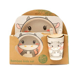 Kids 5 Piece Bamboo Fibre Eco-Friendly Meal Set - Baby Elephant (Light Gray)