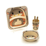 Kids 5 Piece Bamboo Fibre Eco-Friendly Meal Set - Baby Elephant (Light Gray)