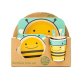 Kids 5 Piece Bamboo Fibre Eco-Friendly Meal Set - Bumble Bee (Aqua Blue & Yellow)