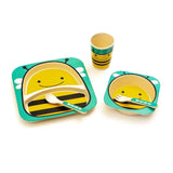 Kids 5 Piece Bamboo Fibre Eco-Friendly Meal Set - Bumble Bee (Aqua Blue & Yellow)