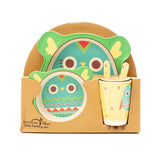 Kids 5 Piece Bamboo Fibre Eco-Friendly Meal Set - Crazy Chicken (Multicolor)