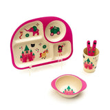 Kids 5 Piece Bamboo Fibre Eco-Friendly Meal Set - Cute Kingdom (Multicolor)