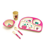Kids 5 Piece Bamboo Fibre Eco-Friendly Meal Set - Cute Kingdom (Multicolor)