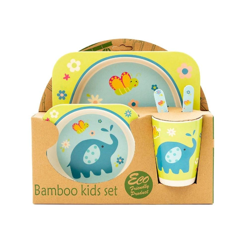 Kids 5 Piece Bamboo Fibre Eco-Friendly Meal Set - Easy Elephant (Multicolor)