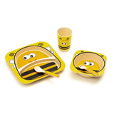 Kids 5 Piece Bamboo Fibre Eco-Friendly Meal Set - Hungry Honeybee (Yellow & Black)