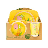 Kids 5 Piece Bamboo Fibre Eco-Friendly Meal Set - Jumpy Giraffe (Yellow)