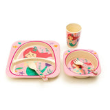 Kids 5 Piece Bamboo Fibre Eco-Friendly Meal Set - Mermaid (Pink)