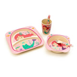 Kids 5 Piece Bamboo Fibre Eco-Friendly Meal Set - Mermaid (Pink)