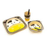 Kids 5 Piece Bamboo Fibre Eco-Friendly Meal Set - Moo Moo Cow (Gray & Yellow)