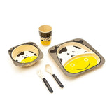 Kids 5 Piece Bamboo Fibre Eco-Friendly Meal Set - Moo Moo Cow (Gray & Yellow)