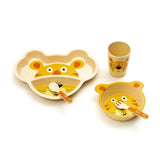 Kids 5 Piece Bamboo Fibre Eco-Friendly Meal Set - Tiny Tiger (Multicolor)