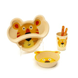 Kids 5 Piece Bamboo Fibre Eco-Friendly Meal Set - Tiny Tiger (Multicolor)