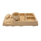 Kids 4 Piece Bamboo Fibre Eco-Friendly Meal Set - Train Engine (Cream)