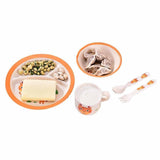 Kids 5 Piece Bamboo Fibre Eco-Friendly Round Meal Set - Giraffe (Orange)