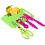 Multi-Utility 5 Piece Kitchen Tool Set (Scissors, Knife, Peeler, Opener & Board)