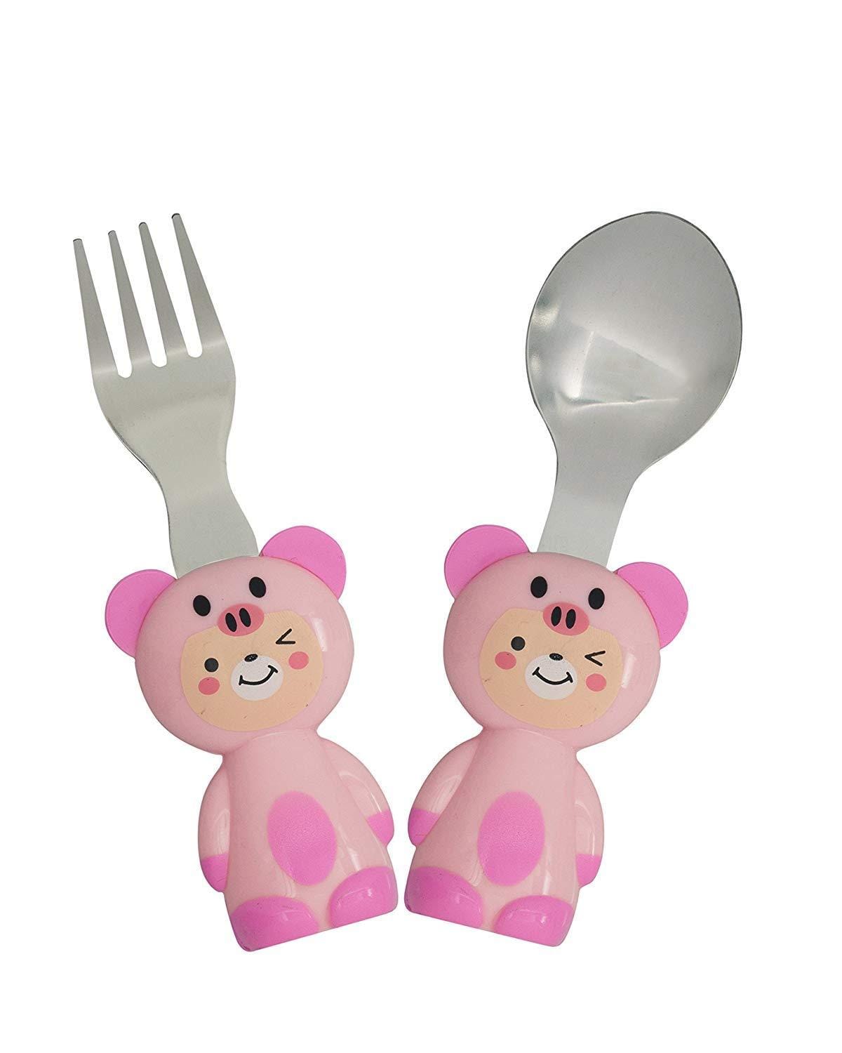 Funky Kids Cutlery Set - Cute Kitten (Pink) (2 Piece Set)