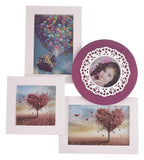 Lace Circle - 4 Photo Wall Pircure Frame (Enchanting White & Purple)