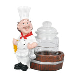 Foodie Chef Figurine Resin Holder with Big Glass Condiment Jar (Ladle)