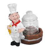 Foodie Chef Figurine Resin Holder with Big Glass Condiment Jar (Ladle)