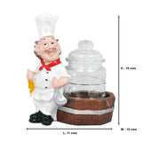 Foodie Chef Figurine Resin Holder with Big Glass Condiment Jar (Ladle)