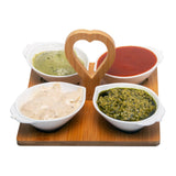 4 Lemon Shaped Ceramic Bowls Serving Platter with Wooden Stand & Tray Set