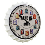 Life is Good - Aluminium Bottle Cap Wall Clock (Multicolor)