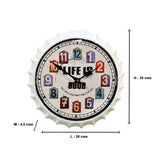 Life is Good - Aluminium Bottle Cap Wall Clock (Multicolor)