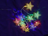 Star Metal Light String with 10 Bronze Stars & Multicolor LED Lights (1.3 m)